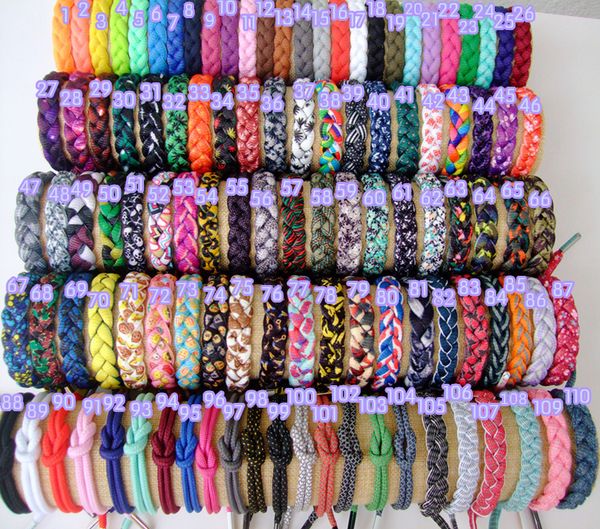 

Braid Струнный браслет DIY Rope Mens способа Shoelace шнура ювелирных изделий браслета Много смешанных стилей 17см Оптовые