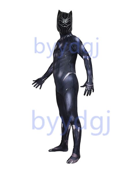 

2018 black panther cosplay superhero costume | contains mask lycra zentai bodysuit halloween party suit delivery, Black;red