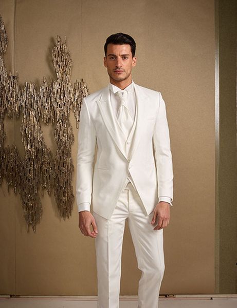 

custom white men suits for wedding slim fit groomsmen suits man wedding tuxedos prom party wear(jacket+pants+vest) trajes de hombre, Black;gray