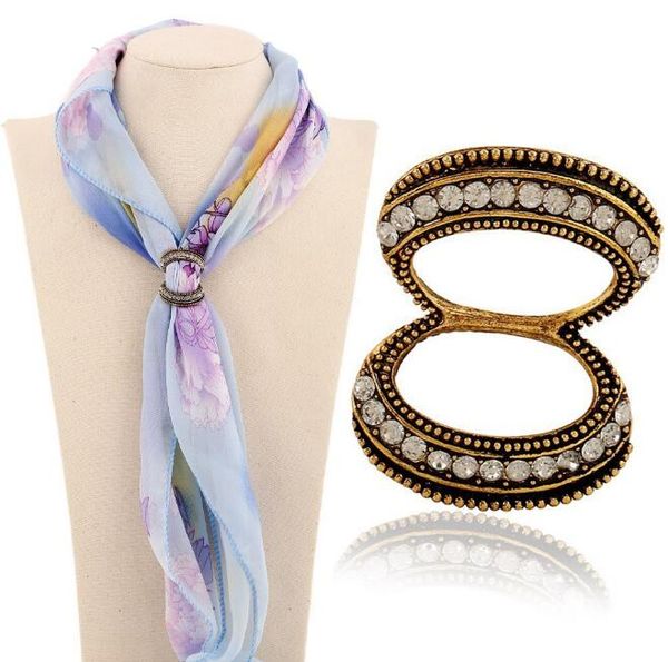 

6pcs women custom shawl ring clip scarves fastener crystal silk scarf buckle brooch wedding fashion jewelry female, Gray