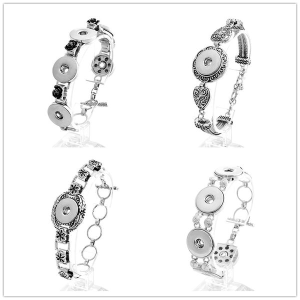 

vintage noosa chunks metal 18mm snap button bracelets double hearts button bracelet for women snap button jewelry, Golden;silver