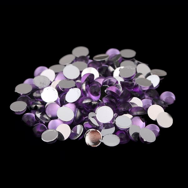 

light purple color many sizes half round facets non ix flat back acrylic glitter rhinestones strass nail art decorations, Silver;gold