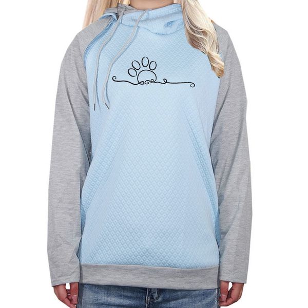 

2018 new fashion paw pattern print hoodies women sweatshirts loose cotton funny thick plus size love dog cropped, Black