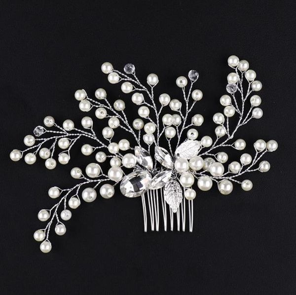 

жемчужина кристалл волос гребень головной убор, свадебные волосы, новый гребень, красивые головные уборы, Slivery;golden