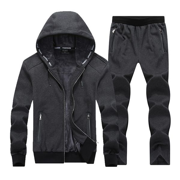 

warm winter sport suits men hoodies sets 7xl 8xl big size mens gym sportswear fleece fabric running jogging suit male tracksuit, Black;blue