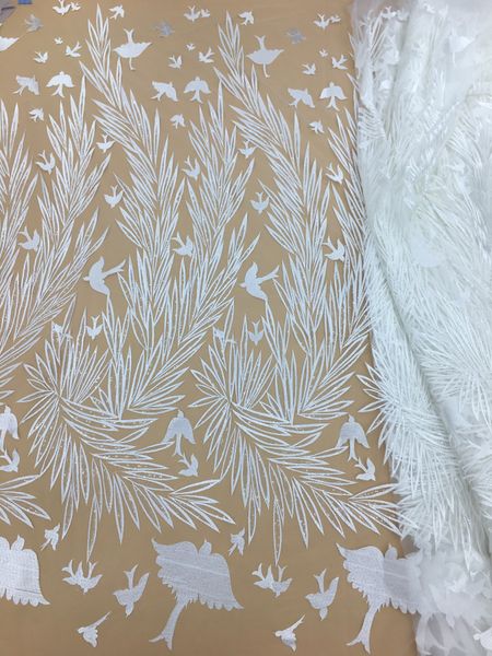 

exquisite bridal wedding lace fabric with floral embroidery tulle lace fabric, transparent net lace for evening dress by 5 yard, White;gold