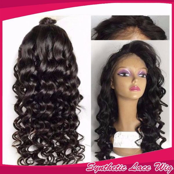 Natural Lace Front Wig Black Deep Curly Wig Synthetic Lace Front