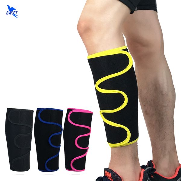 

2 pcs calf support adjustable pressure professional protection leg sleeve sports cycling football safety compression shin guard, Black;yellow