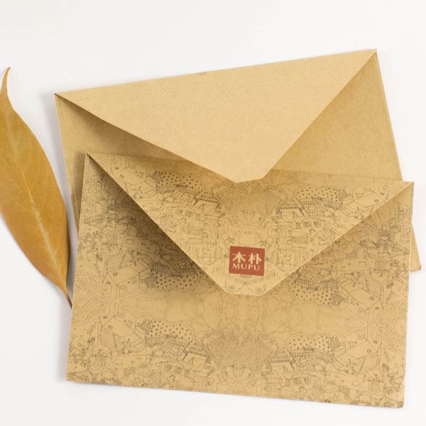 

5pcs chinese retro classic antique wind envelope ancient exquisite student stationery gift envelope thick kraft paper