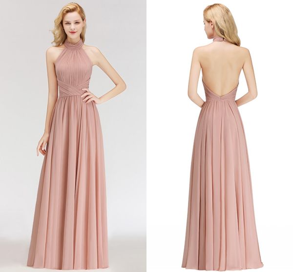 

актуальные фотографии пыльный розовый 2019 новый дизайнер дешевые платья невесты холтер шеи спинки длина пола платья невесты bm0043, White;pink