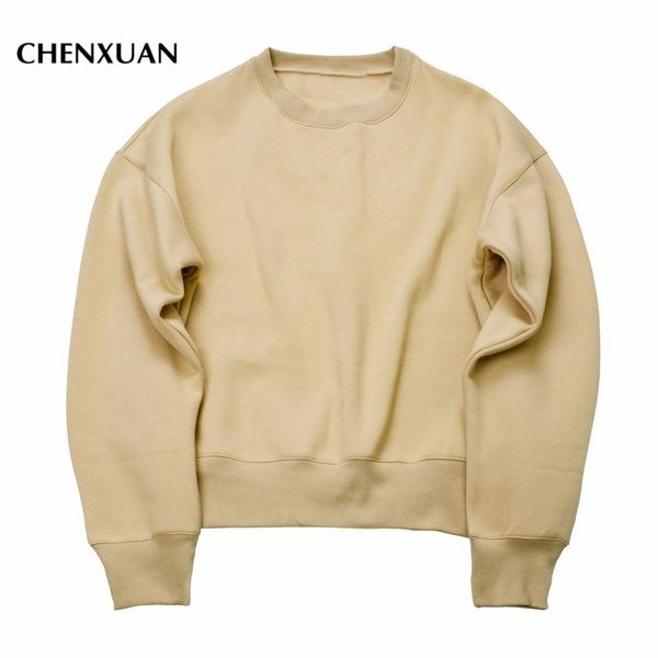 

wholesale- chenxuan 2017 new sweatshirts simple solid men's hoodies oversize drooping shoulders men's kanye west sweatshirts, Black