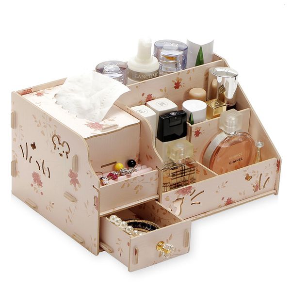 2018 Diy Wooden Jewelry Container Cosmetic Storage Makeup Organizer Box Casket Wood Drawer From Yueji 81 78 Dhgate Com