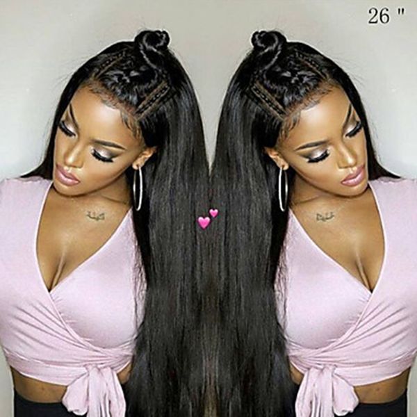 Hot Beautiful Black Long Silky Straight Full Lace Wigs With Baby