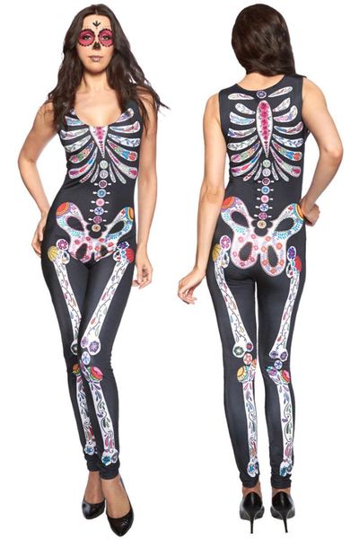 

2018 new arrival sell luxury sugar skull womens halloween catsuit costume gy8854 sale, Black;red