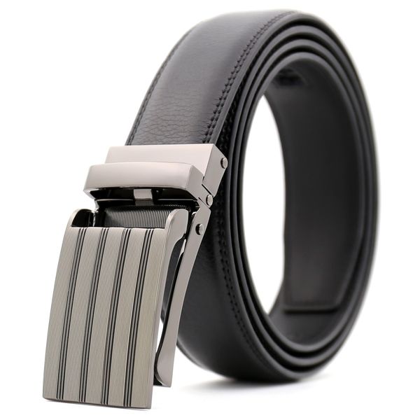 

kaweida new fashion double layer laser automatic buckle belt designer men's genuine leather business belts for men high quality, Black;brown