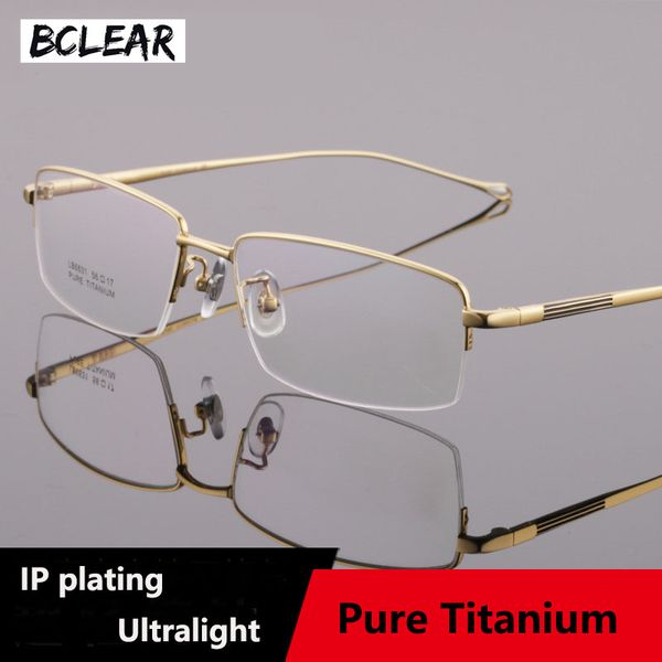 

bclear half rimless eyeglasses frame optical prescription semi-rim glasses frames pure titanium fashion men eyeglass ultralight, Silver