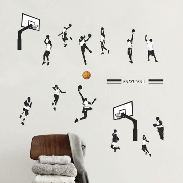 

new basketball player wall stickers removeable diy decal nursery wallpaper for boys room living bedroom home décor