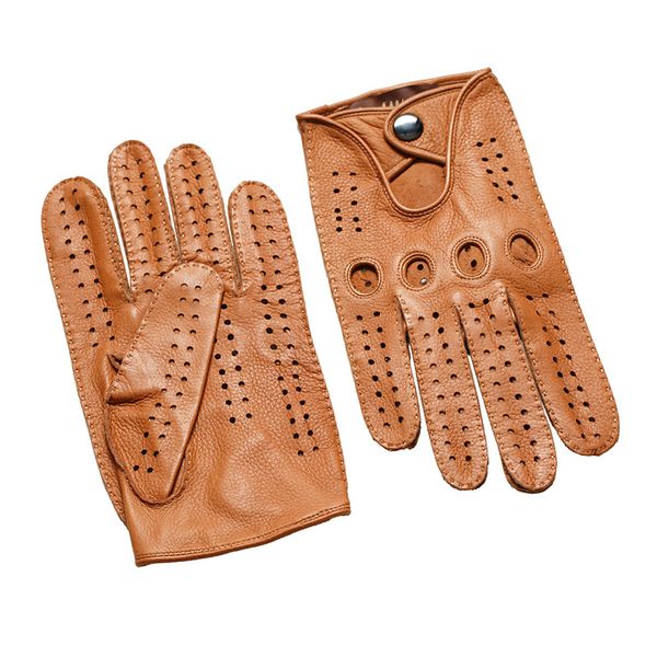 

2018 new arrival fall and winter men leather gloves fashion brand male black breathable unlined driving gloves sheepskin mittens, Blue;gray