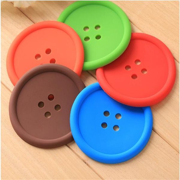 

cute colorful silicone button coffee cup cushion holder drink tableware coaster mat pads colorful