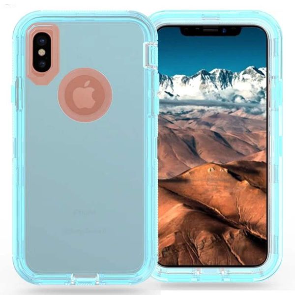 

new arrival shockproof pure color for iphone case 3in1 transparent robot case tpu+pc full protective defender case