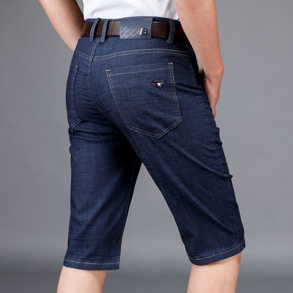 

brand 2018 summer casual jeans shorts men trousers fashion thin breathable regular straight business denim shorts mens clothing, Blue