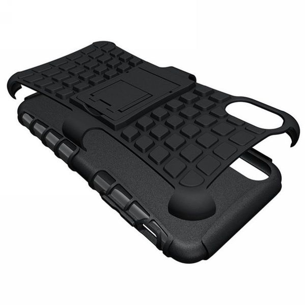 

new arrival tpu+pc for iphone 8 plus case with kickstand tyre grain anti crash phone case for iphone x protective mobile case cover