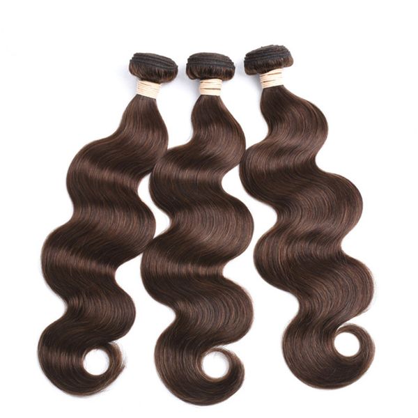 Elibess Har-Change Hair Buil Wave Remy Hair 4 # Light Brwon Человеческие пакеты волос 10-26 дюйма 60 г / шт. 3 пучка