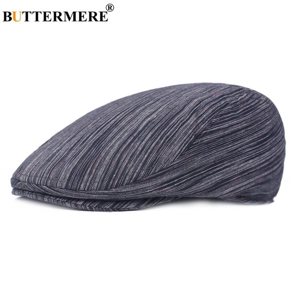 

buttermere cotton beret men stripe navy blue ivy duckbill hats male casual british vintage summer autumn classic flat caps new, Blue;gray