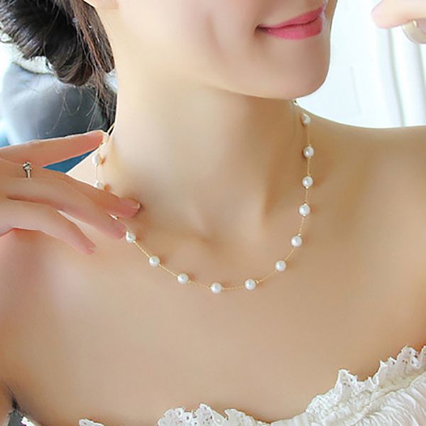 

female short paragraph upscale imitation pearl necklace accessories fashion accessories gift xl309, Silver
