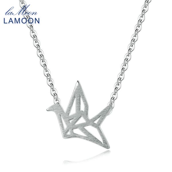 

lamoon s925 pendant necklace 925 sterling silver fine jewelry wiredrawing hollow cranes trendy necklaces for women wedding new