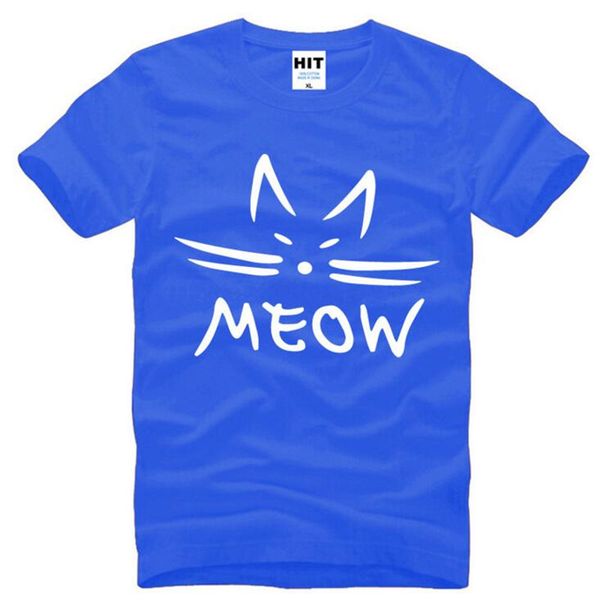 

new cute creative meow letter printed t shirt men summer style short sleeve o-neck cotton men's t-shirt tee shirt homme, White;black