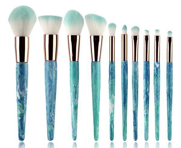 

new arrival makeup brush set kit blue decorative pattern marbling 6/8/10 pcs ing