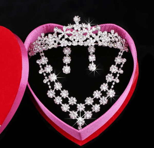 

австрийский горный хрусталь кристалл ожерелье серьги набор свадебная корона тиара свадебные ювелирные изделия 2018 дейзи корейский жемчуг кр, Slivery;golden