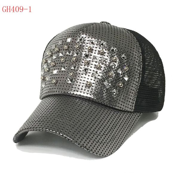 

2018 fashionable rivet spring summer baseball cap for ladies and men, Blue;gray
