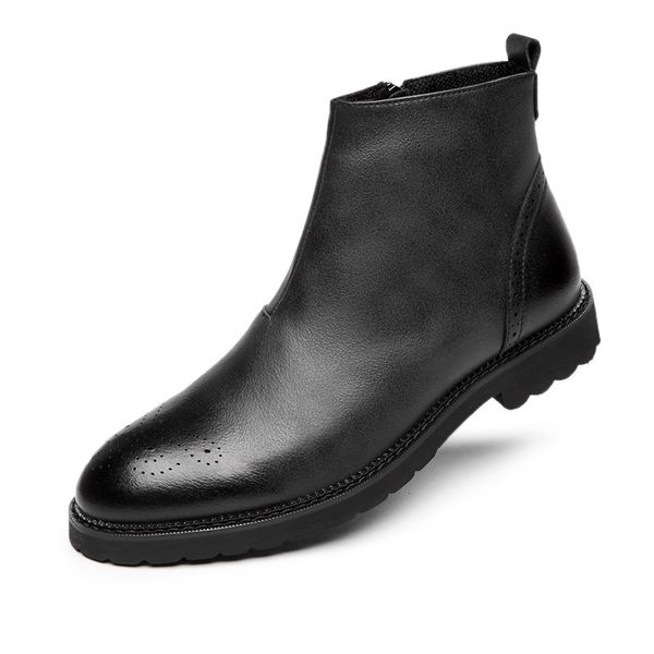 

mens boots spring genuine leather brand fashion comfortable boots, Black