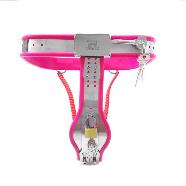Cintura di castità regolabile femminile Modello Y Dispositivo di castità in acciaio inossidabile con bloccaggio Nero/Bianco/Rosa/Blu disponibile J1232