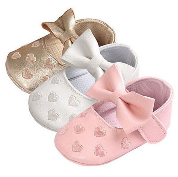 

baby girl boy leather anti slip bowknot shoes kids baby gold pink white soft sole first walkers prewalker sneakers accessories