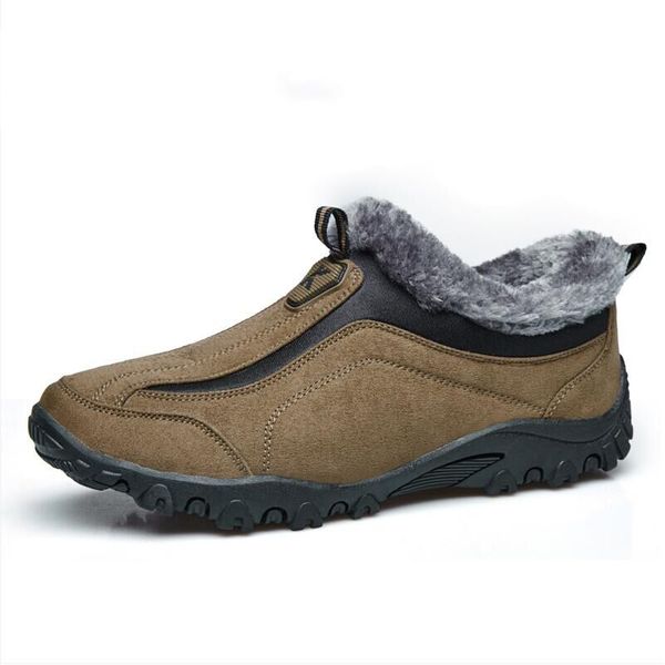 

men boots winter with fur 2018 warm snow boots men winter boots work shoes men footwear fashion rubber ankle shoes 39-44, Black
