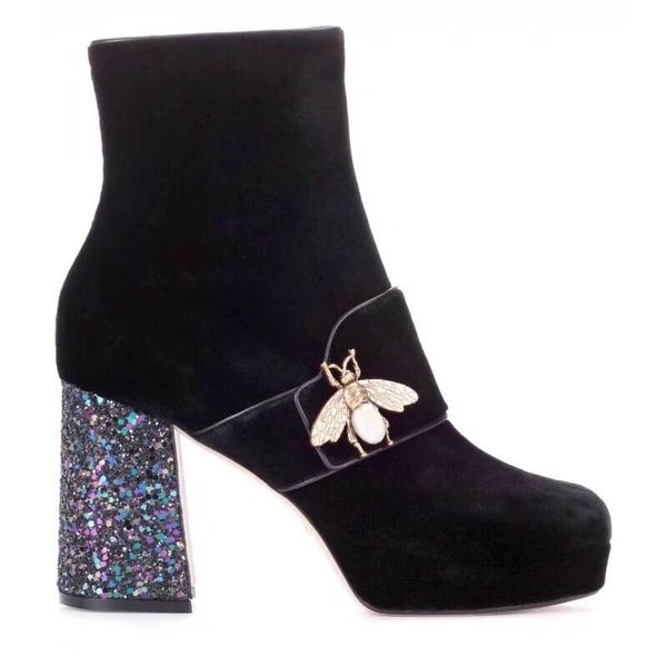 

size 35-41 women's 9cm high heels black suede with zip red bottom ankle boots, ladies new fashion winter platform shoes