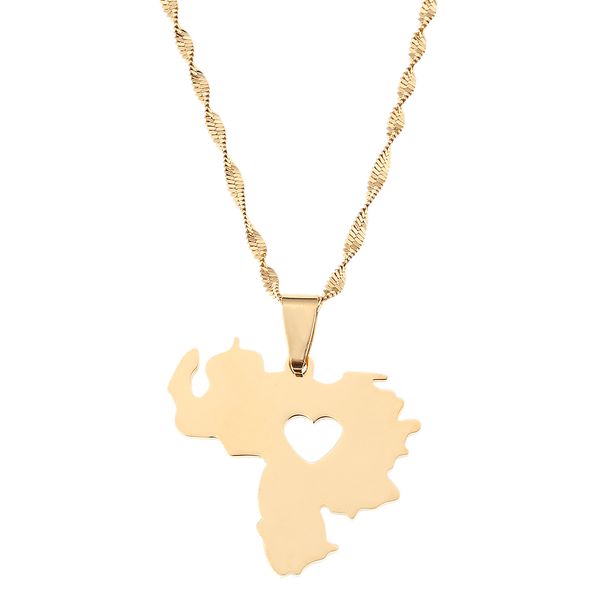 

stainless steel venezuela map pendant necklace gold color jewelry venezuelan jewelry, Silver