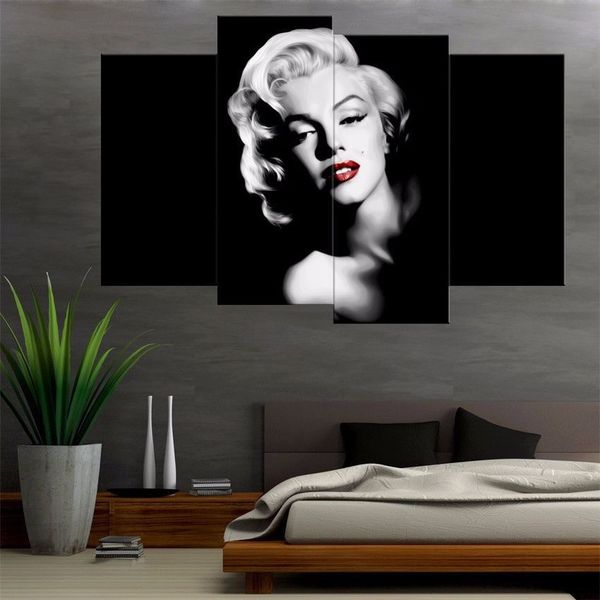 2019 Home Modern Red Lips Marilyn Monroe Canvas Oil Painting Hd