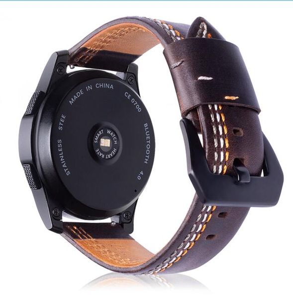 

22mm leather loop for samsung gear s3 classic frontier galaxy watch 46mm band pebble time ticwatch 1 huami amazfit strap, Black;brown