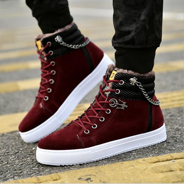 

winter new snow boots high to help warm casual martin boots men's plus velvet boots men's cotton shoes men's shoes, Black