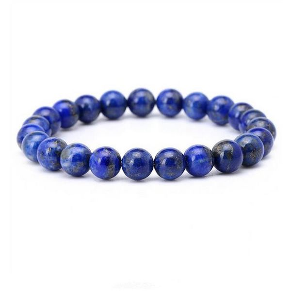 

yyw natural real lapis lazuli stone bracelets bangles women male simple 8mm round ball gems stones beads beaded bracelets, Black