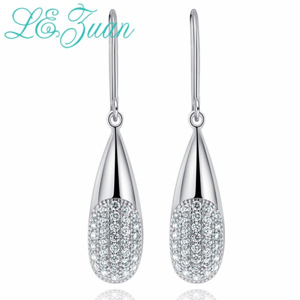 

l&zuan s925 silver earrings for women 0.34ct cubic zirconia teardrop earrings female valentine gift wedding party jewelry, Golden;silver