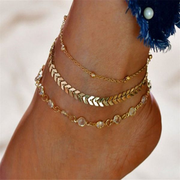

мода boho кристалл ножной браслет набор старинные ручной лодыжки браслет для женщин партии летом пляж аксессуары 3 шт./компл, Red;blue