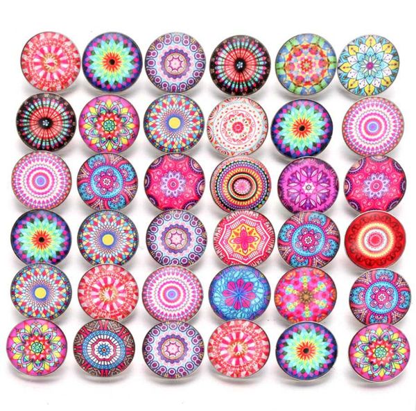 

10pcs new snap jewelry vintage flowers 18mm glass snap buttons fit silver leather snap button bracelet buttons jewelry, Bronze;silver
