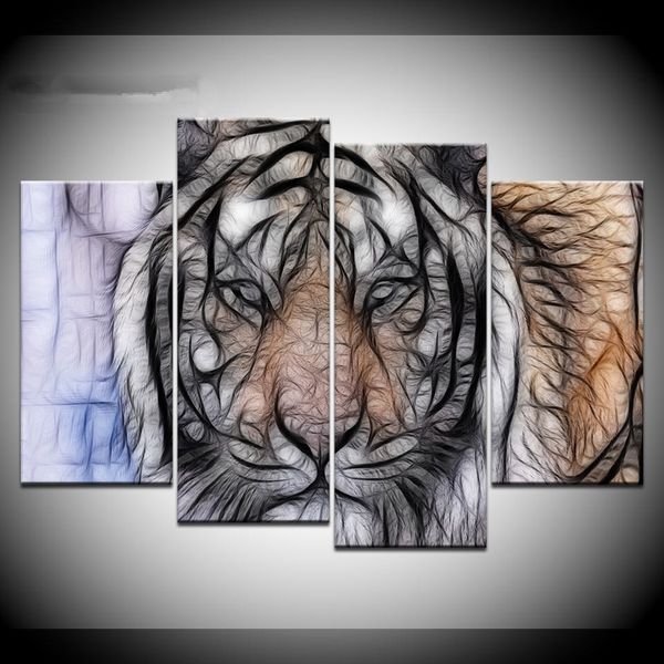 

canvas paintings home decor framework hd prints animal posters 4 pieces abstract tiger pictures living room modular wall art