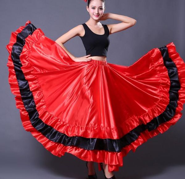 720 угла испанский бык танец юбка фламенко костюм христианская церковь церковь взрослый один размер красный / черный бесплатная доставка
