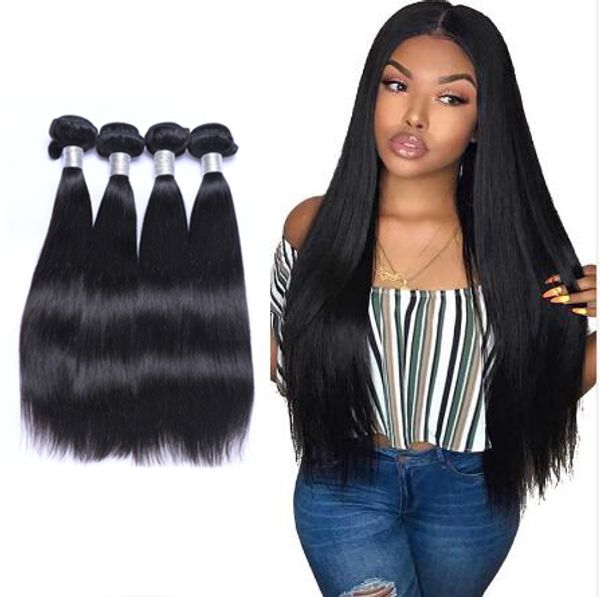 

5 bundles brazilian silky straight hair virgin unprocessed remy brazilian human hair weaves can be dyed and restyled with ing, Black